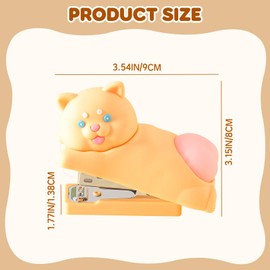 Honagu Cute Stapler, Cartoon Stereoscopic Silicone Stapler, Desktop Stationery Gift for Students Teachers(Yellow Cat)