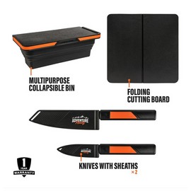 Blackstone Adventure Ready Prep Kit Cutting Board Knives Collapsible 4 Piece