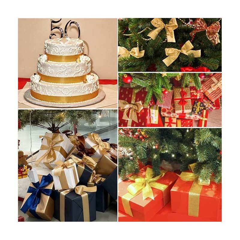 10mm Champagne Gold Satin Ribbon 22M ，Fabric Hair String Ribbon
