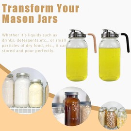 Stainless Steel Mason Jar Lids with Rubber Gasket and Handle,Mason Jar Lids for Wide Mouth,Bottle Cover for Cold Brew Grain Screw Cans Caps (Jars Not Included) (2)