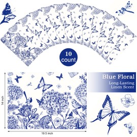 10 Sheets Drawer Liners for Dresser Scented Drawer Liners Drawer Paper Liner Non Adhesive Scented Liners for Drawers Fragrant Drawer Liners for Home Shelf Closet (Blue Butterfly, Linen)
