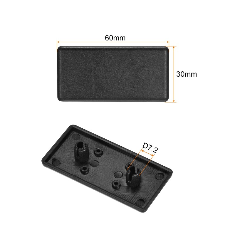 Rebower Single Hole Rectangle Aluminum Extrusion End Cap [for Aluminum