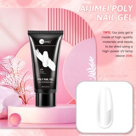 AIJIMEI 30ml Clear Poly Nail Gel Poly Nail Extension Gel Clear Builder Nail Gel for Polygel Nail Beauty Poly Extension Gel for Nail Trendy Nail Art Design Salon DIY for Nail Art Beginner 1fl.oz