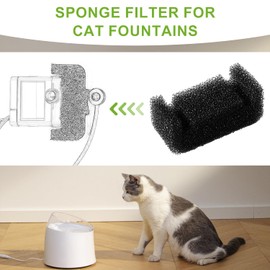 8pcs Cat Water Fountain Sponge Filters, U Shape Replacement Sponge Filters for Cat Fountain 84oz/2.5L Stainless Steel Top Cat Water Dispenser 67oz/2.0L Pet Drinking Fountain