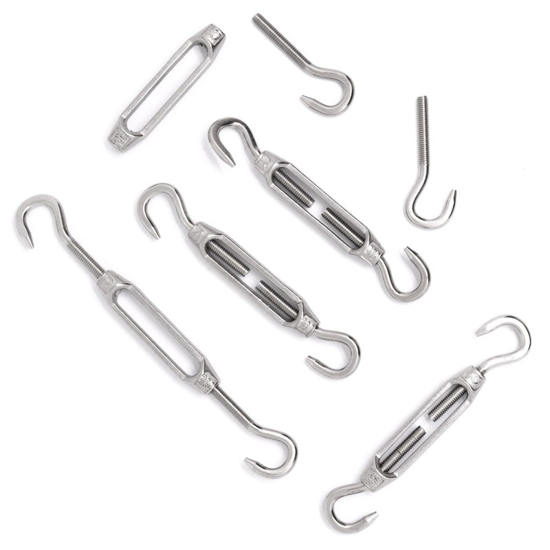 BUXIMN 5Pcs M4 Turnbuckle Hook and Hook, 304 Stainless Steel