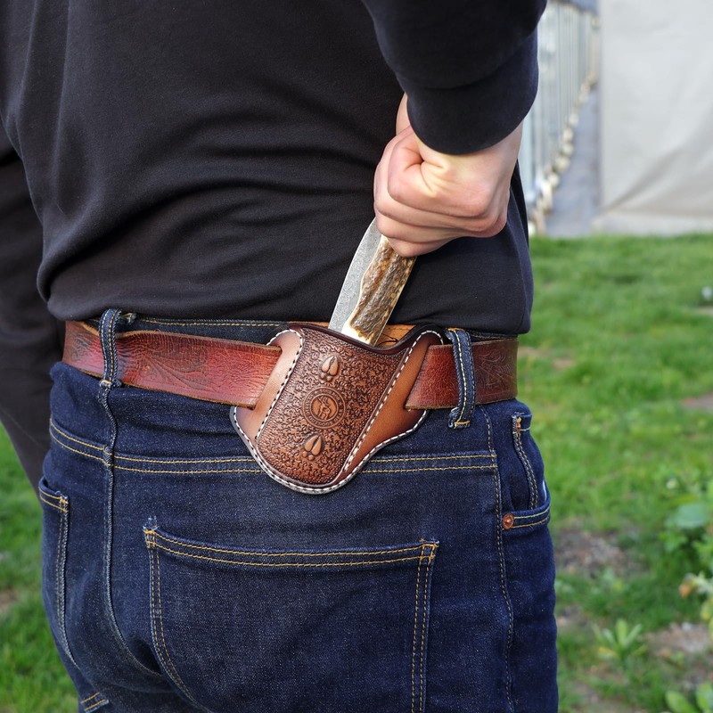 Leather Pocket Folding Knife Sheath Belt Holster Knives Case EDC