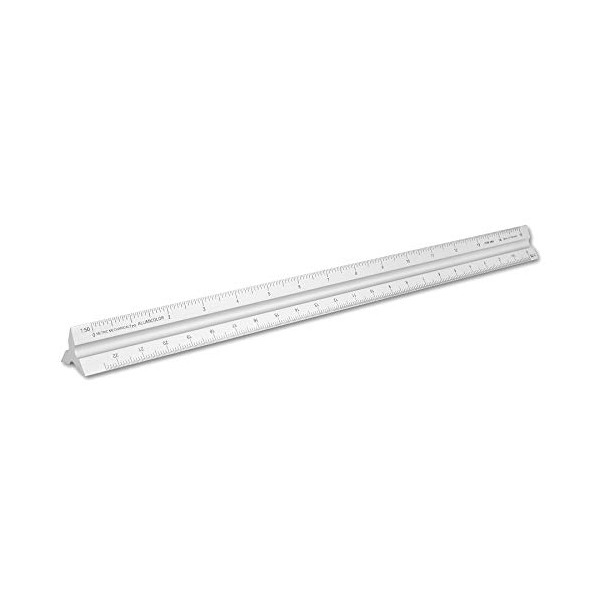 Alumicolor Aluminum Mechanical Metric Solid Drafting Scale, 30CM, Silver