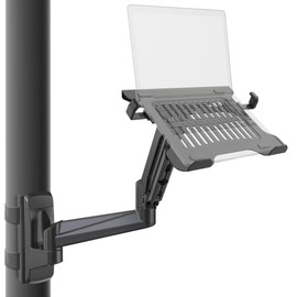 ZEBOZAP CLMLTP1016 Ergonomic Laptop Mount for Poles | Fits Devices Up to 19" | 360° Rotation | Anti-Slip Tray | Tool-Free Strap Mounting | Outdoor, Industrial & Mobile Workstations