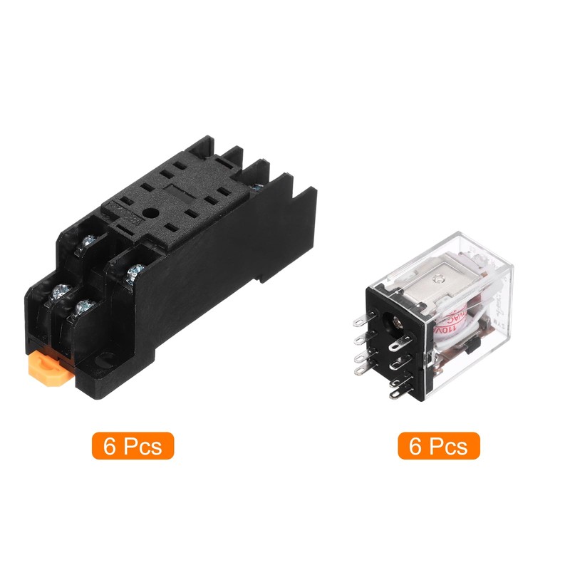 MECCANIXITY 6Pcs AC 110V Electromagnetic Power Relay, 8-Pin 5A Power