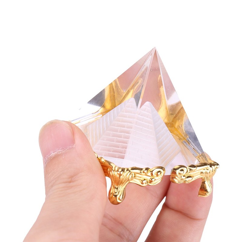 Walfront Crystal Pyramids Figurine, Egyptian Pyramids Figurine Statue Model with