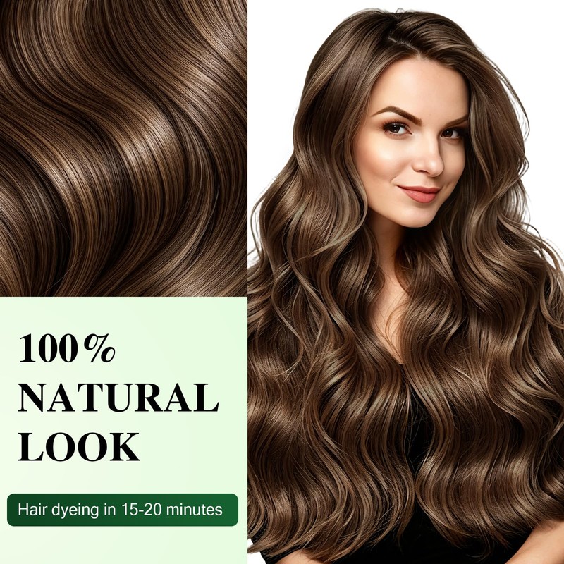 LASRWUP Brown Hair Dye Shampoo for 100% Gray Hair Coverage