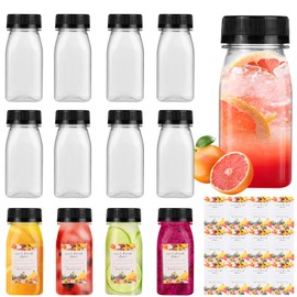 12 Stück Shot Flaschen zum Befüllen 120ml plastikflaschen zum befüllen mit Aufkleber Wiederverwendbare 120ml flaschen Mini Flaschen zum Befüllen für Getränke Smoothies