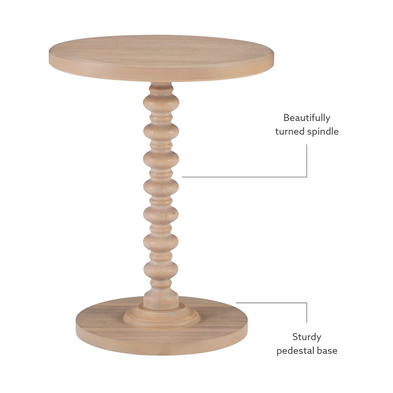 Powell Tarkin Round Natural Wood Turned Spindle Pedestal Side Accent