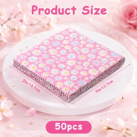 50 PCS Pink Charm Packs for Quilting 5 × 5 Inch Pink Cotton Fabric Squares Precut Fabric Squares for Sewing Project, Patchwork, DIY Crafts