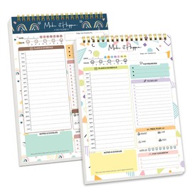To Do List Pad, 2 PCS Undated Daily Planner Notepad 52 Tear off Sheets To Do List Notepad with Hourly Schedule Checklist for Work, Office, School Supplies