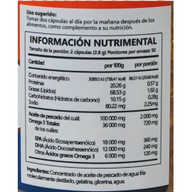 Omega 3 Aceite De Pescado 100 Caps Sabor Neutro