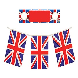 JJA Union Jack Themed British Flag, UK Bunting Banner, For Outdoor Indoor Decorations for Queen's Platinum Jubilee, National Celebrations, Events & Parties (4m)