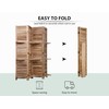 4 Panel Wood Room Dividers with Shelves Folding Privacy Screens