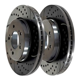 AutoShack Pair of 2 Front NightGuard Coated Drilled Slotted Black Brake Rotors Driver and Passenger Side Replacement for Jeep Patriot Compass Dodge Avenger Caliber Chrysler 200 Sebring V6 PR63040DSBPR