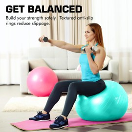 ProBody Pilates Yoga Ball - Fresh Colors Exercise Ball for Stability, Pregnancy, Workout, Physical Therapy & Birthing, Balance Ball Chair (Turq, 55 cm)