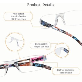 LifeArt Blue Light Blocking Reading Glasses, 2 or 4-Pack Men’s and Women’s Rectangular Frame, Anti-Reflective Lenses, +4.50Magnifaction