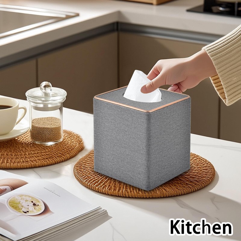 XNONE Tissue Box Cover Pu Leather Tissue Box Holder Square