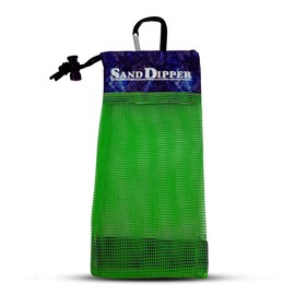 Sand Dipper Skinny Lightweight Shell Collecting Beach Bag with Carabiner Clip - Clips to pole, belt loops, backpack, or beach bag