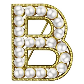 XGALBLA Broche de letras (A-Z) chapado en metal con perlas simuladas para mujeres y niñas (tono dorado)