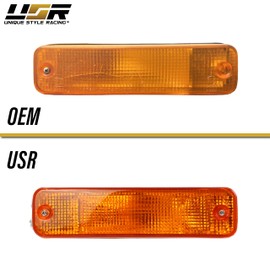 USR 88-89 CRX Turn Signal Light – AMBER Front Bumper Signals Lamps (Left + Right) - Compatible with 1988-1989 Honda CR-X/Civic Hatchback 3 Door / 4 Door Sedan All Models (AMBER Lens, Clear Bulbs)