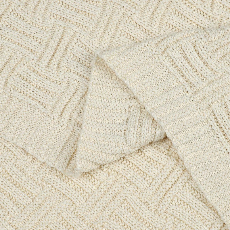 sourcing map 100% Cotton Cable Knit Throw Blanket,Soft Lightweight Lap