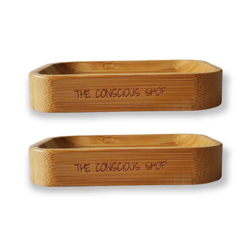 Bamboo Soap Dish (2 Pack) - Soap Holder for Shower