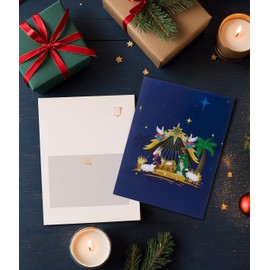 Magic Ants Nativity Scene 3D Pop-Up Christmas Card – Handmade Holiday Greeting Card with Envelope – Perfect for Christmas, Religious Occasions, and Special Winter Celebrations