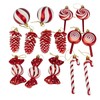 Christmas Candy Ornament Set 15 Pcs Plastic Pinecone Candy Cane