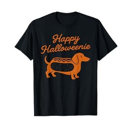 Funny Happy Halloweenie Wiener Dachshund Hot Dog Costume T-Shirt