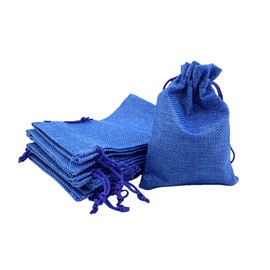 Palmhomee Pack of 25 Burlap Gift Bags with Drawstring Linen Jewelry Pouches Wedding Hessian Jute Bags for Birthday Jewelry and Treat Pouches Party Wedding Favors Gift Art and DIY Craft (4x5.6 Inch, Royal Blue)