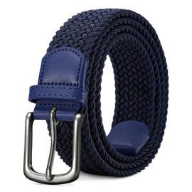 LAKIDAY Braided Fabric Belt Elastic Stretch Belt for Men and Women High Quality and Comfortable Width 3.5 cm Length 100-130 cm, blue