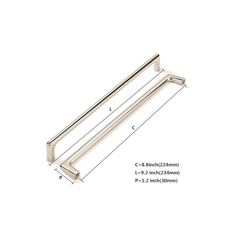 khtumeware 10 Pack Polished Nickel Cabinet Pulls 8-3/4 Inch(224mm) Hole