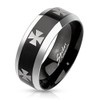 Jinique STR-0201 Laser Etched Iron Cross Stainless Steel Black IP