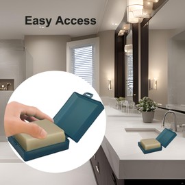 Elimeta Elimeta Square Soap Dish Holder for Shower and Travel - Lightweight Waterproof Container With Lid for Dr. Squatch Men's Bar - Toiletry Box for Gym and Bathroom (Blue)