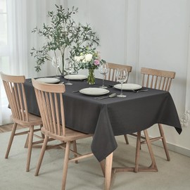 Maxmill - Mantel rectangular con textura, impermeable, a prueba de derrames, antiarrugas, decoración de cocina, comedor, tela para uso en exteriores e interiores, 52 x 70 pulgadas, color carbón