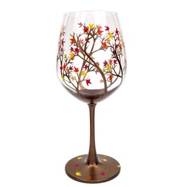 Autumn Tree Wine Glass - Fall Colors - Leaves of Red, Yellow, Orange - Hand Painted - Fall Leaf - 20 ounce