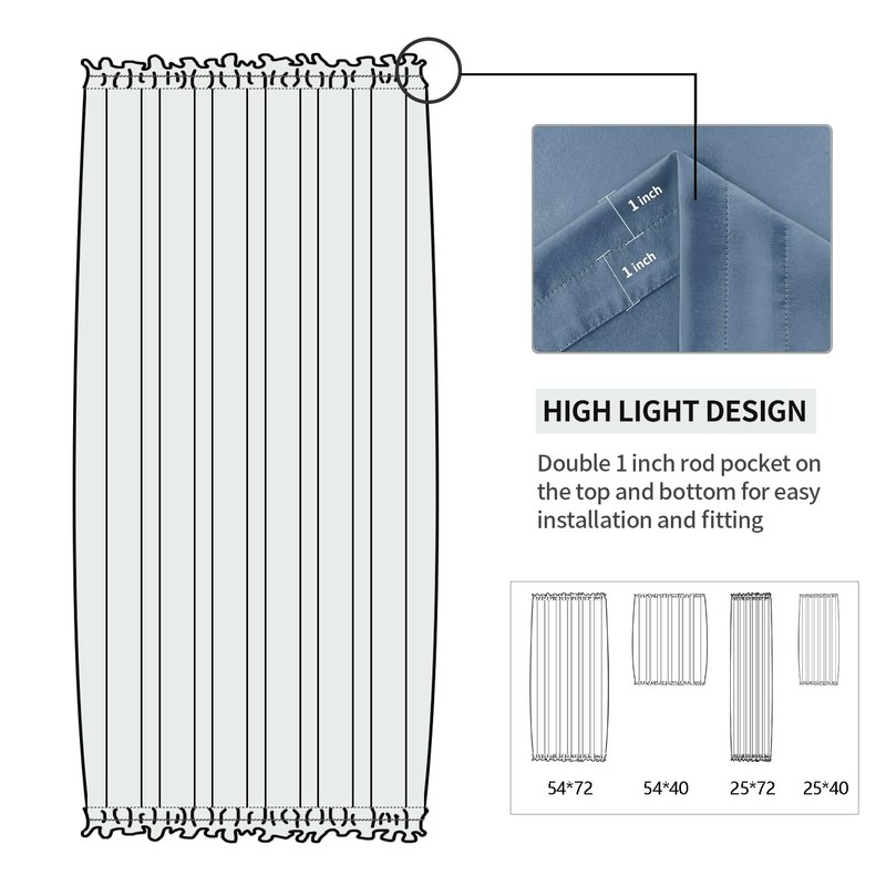 DWCN French Door Curtains – Rod Pocket Thermal Blackout Curtain