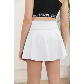 rrhss Gilrs Pleated Tennis Skirt with Pockets Kids V Crossover High Waisted Golf Skorts with Lining Shorts White