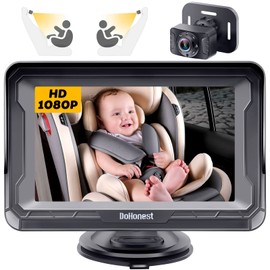 DoHonest DoHonest Baby Car Camera for Backseat: HD 1080P Easy Setup Carseat Camera Rear Facing Infant - Clear Night Vision 360° Rotating Baby Car Monitor