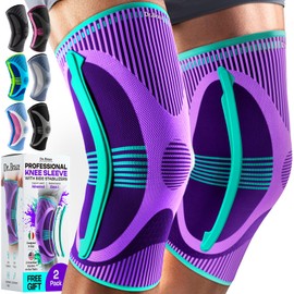 DR. BRACE ELITE Knee Brace with Size Stabilizer (2 Pack) Knee Brace for Women & Men, Workout, Sports, Daily Knee Compression Sleeve for Maximum Knee Pain Support & Fast Recovery (Galaxsis, Medium)