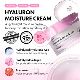 Hanskin Hyaluron Moisture Cream – Korean Hydrating Cream for Glass Skin | Hyaluronic Acid, Niacinamide & Vitamin E | Lightweight Moisturizing Cream for Sensitive & Dry Skin | K-Beauty (1.69 fl oz)