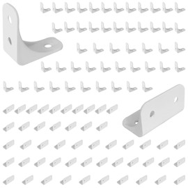 100 Pack White L Brackets - 4-Hole Round Corner Braces for Shelves, Cabinets, Furniture Repair - Heavy Duty ABS, Easy Installation, Homeowners/Contractors/DIY Use