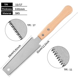 Wonglea Mini Hand Saw Woodworking Tools,6 Inch Double Edges Flexible Flush Cut Saw,TPI 17/11 SK5 Blade Small Pull Saw for Craft, Flat Cutting Trim