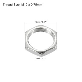 PATIKIL M10 x 0.75 Steel Hex Nuts 30pcs Metric Thread Zinc Plated Hardware Nut Screw Bolt Fastener 3mm Height