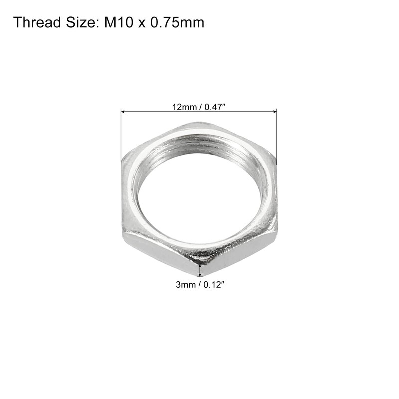 PATIKIL M10 x 0.75 Steel Hex Nuts 30pcs Metric Thread